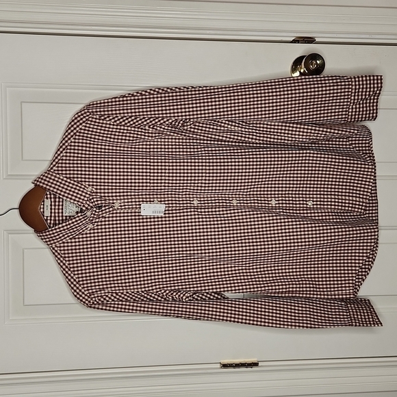 J. Crew Other - J.crew Slim Fit Stretch Secret Wash Burgundy Cream Gingham Shirt Size M NWOT